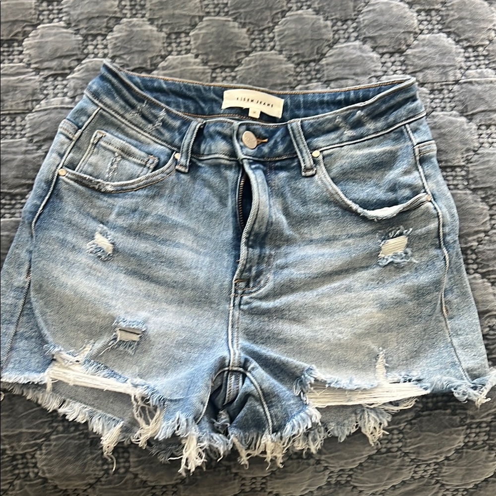 Risen Frayed Hem Jean Shorts